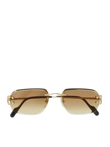 Cartier Eyewear Signature C Rimless Rectangular-Frame Gold-Tone Sunglasses - Men | Thumbnail 1