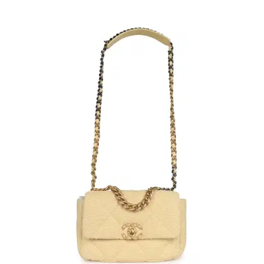 Chanel Chanel Medium 19 Flap Bag Light Yellow Wool Mixed Metal Hardware | Thumbnail 7 Chanel Chanel Medium 19 Flap Bag Light Yellow Wool Mixed Metal Hardware | Thumbnail 7