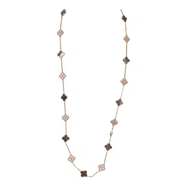 Van Cleef & Arpels Van Cleef & Arpels Vintage Alhambra 20 Motif Long Necklace Mother of Pearl Diamonds and 18K Rose Gold Hardware | Thumbnail 2