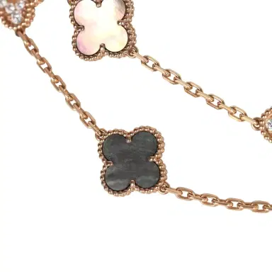 Van Cleef & Arpels Van Cleef & Arpels Vintage Alhambra 20 Motif Long Necklace Mother of Pearl Diamonds and 18K Rose Gold Hardware | Thumbnail 4