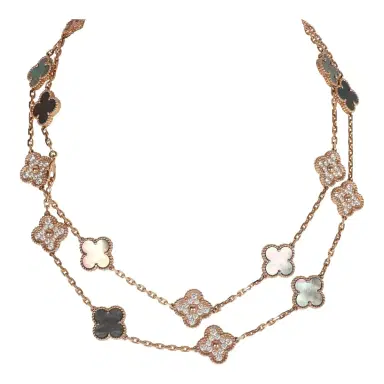 Van Cleef & Arpels Van Cleef & Arpels Vintage Alhambra 20 Motif Long Necklace Mother of Pearl Diamonds and 18K Rose Gold Hardware | Thumbnail 1