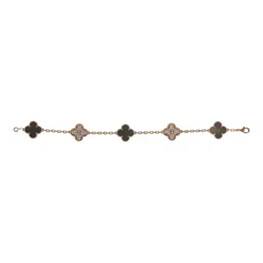 Van Cleef & Arpels Van Cleef & Arpels Vintage Alhambra 5 Motif Bracelet Mother of Pearl Diamonds & 18K Rose Gold Hardware | Thumbnail 2 Van Cleef & Arpels Van Cleef & Arpels Vintage Alhambra 5 Motif Bracelet Mother of Pearl Diamonds & 18K Rose Gold Hardware | Thumbnail 2
