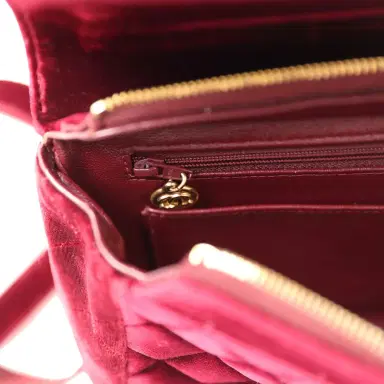 Chanel Vintage Chanel Medium Classic Flap Backpack Burgundy Velvet Gold Hardware | Thumbnail 11 Chanel Vintage Chanel Medium Classic Flap Backpack Burgundy Velvet Gold Hardware | Thumbnail 11