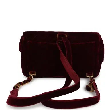 Chanel Vintage Chanel Medium Classic Flap Backpack Burgundy Velvet Gold Hardware | Thumbnail 4 Chanel Vintage Chanel Medium Classic Flap Backpack Burgundy Velvet Gold Hardware | Thumbnail 4
