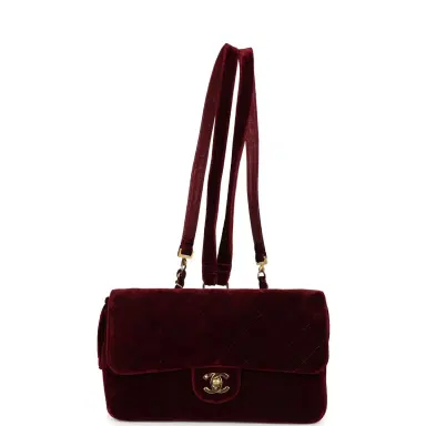Chanel Vintage Chanel Medium Classic Flap Backpack Burgundy Velvet Gold Hardware | Thumbnail 7 Chanel Vintage Chanel Medium Classic Flap Backpack Burgundy Velvet Gold Hardware | Thumbnail 7