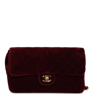 Chanel Vintage Chanel Medium Classic Flap Backpack Burgundy Velvet Gold Hardware | Thumbnail 1 Chanel Vintage Chanel Medium Classic Flap Backpack Burgundy Velvet Gold Hardware | Thumbnail 1