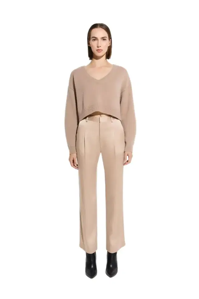 LAPOINTE Cashmere Cropped V Neck Sweater