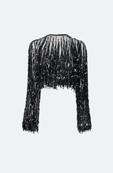 Lapointe Fringe Sequin Cropped Top | Thumbnail 4 Lapointe Fringe Sequin Cropped Top | Thumbnail 4