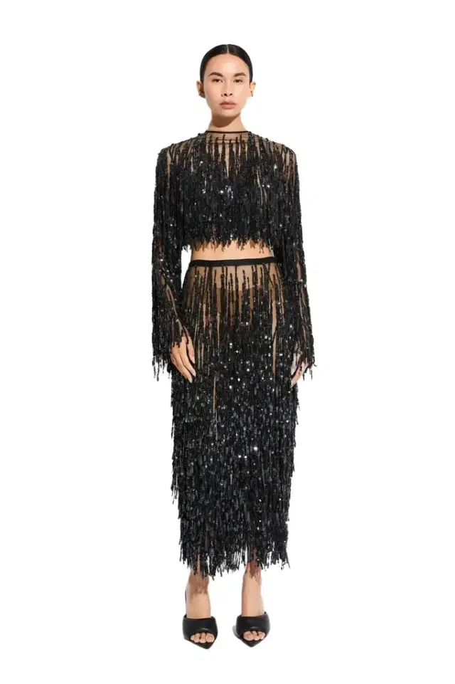 Fringe Sequin Cropped Top