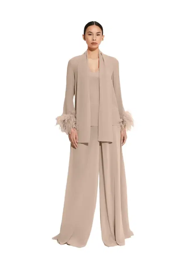 LAPOINTE Lightweight Georgette Scarf Top With Feathers