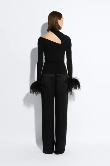 LAPOINTE Matte Viscose Asymmetric Top With Feathers | Thumbnail 2 LAPOINTE Matte Viscose Asymmetric Top With Feathers | Thumbnail 2
