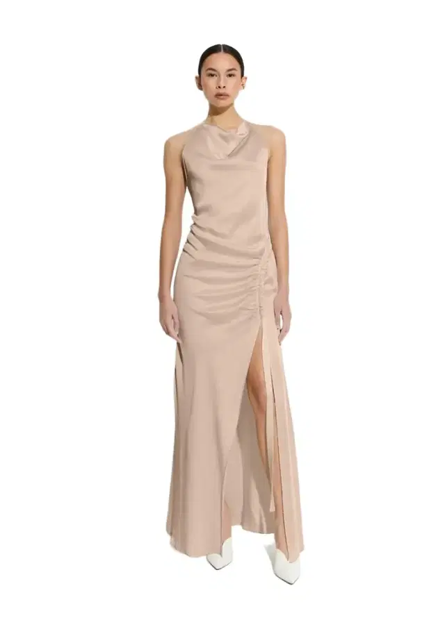 LAPOINTE Satin Cowl Neck Tab Gown