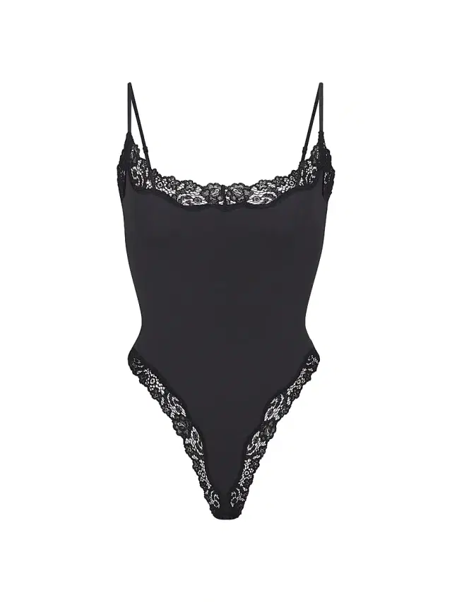 SKIMS Women's Fits Everybody Lace Cami Bodysuit - Onyx
