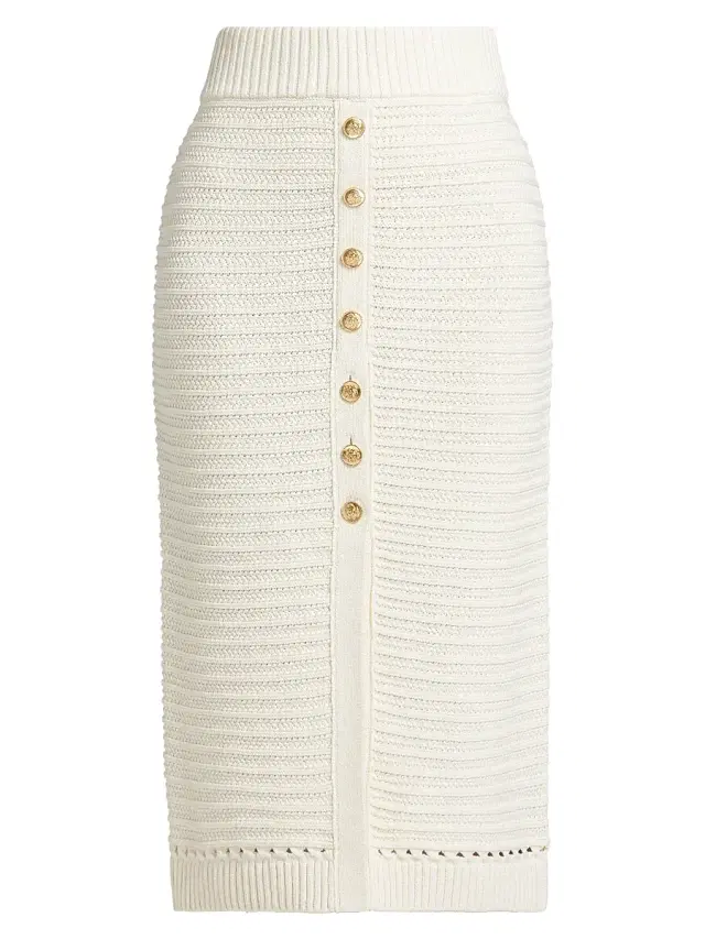 Toccin Women's Tani Cotton Knit Button-Front Midi-Skirt -