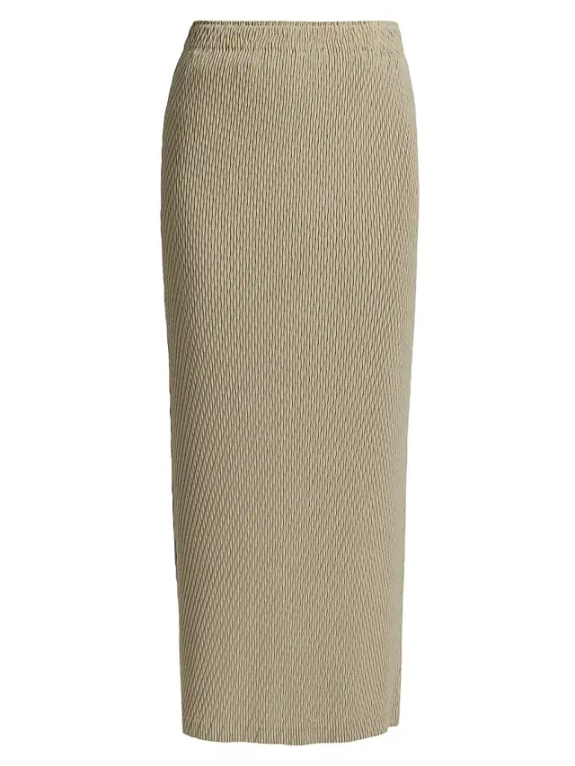 Women's Rhombus Pleats Midi-Skirt - Ash Beige