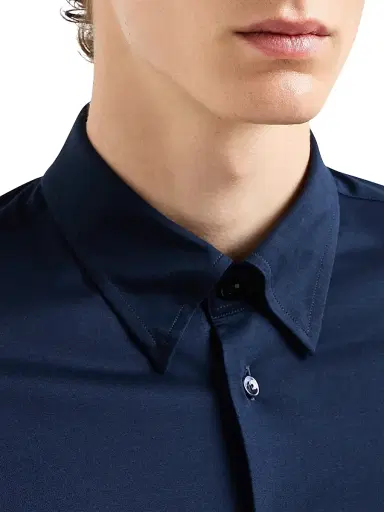 Giorgio Armani Men's Cotton Jersey Shirt - Blue - Size 16.5 | Thumbnail 5 Giorgio Armani Men's Cotton Jersey Shirt - Blue - Size 16.5 | Thumbnail 5
