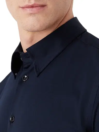 Giorgio Armani Men's Cotton Jersey Shirt - Blue - Size 16.5 | Thumbnail 6 Giorgio Armani Men's Cotton Jersey Shirt - Blue - Size 16.5 | Thumbnail 6