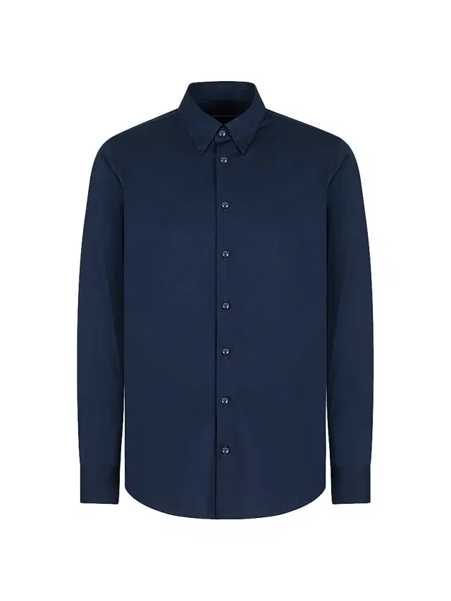 Giorgio Armani Men's Cotton Jersey Shirt - Blue