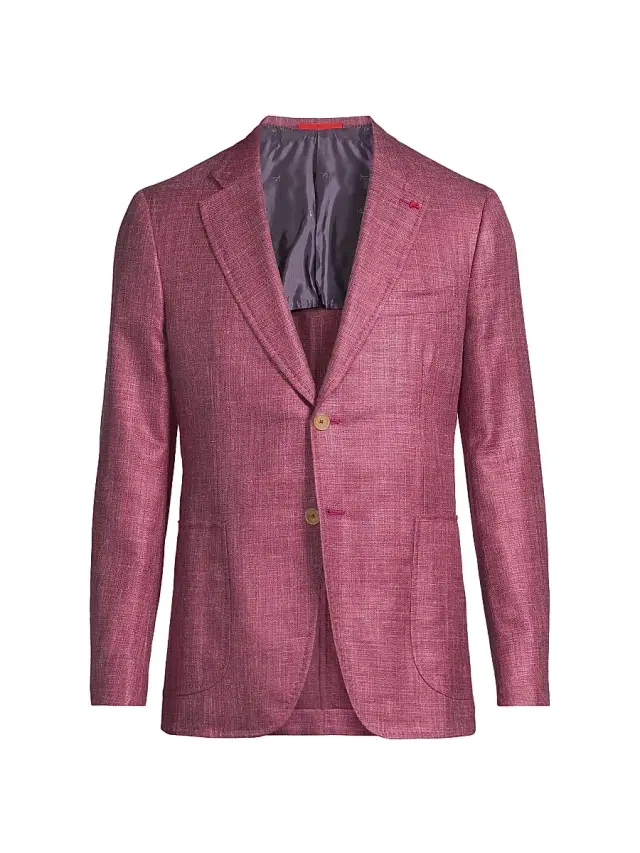 Men's Melange Wool-Silk-Linen Sportcoat - Bright Purple