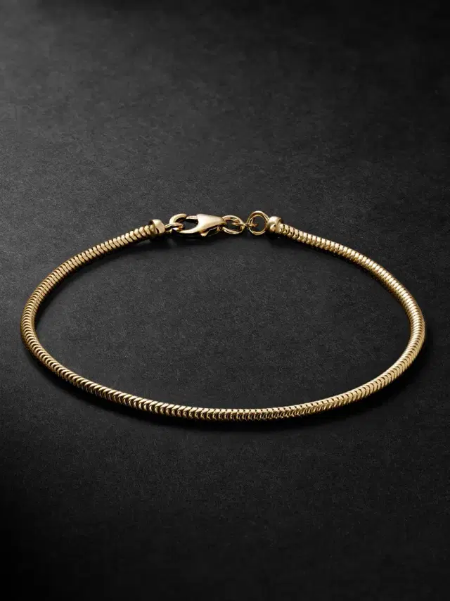 Windsor 14-Karat Gold Snake Chain Bracelet - Men