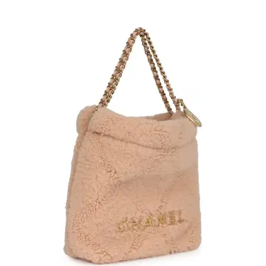 Chanel Chanel Mini 22 Bag Light Pink Shearling Gold Hardware | Thumbnail 2