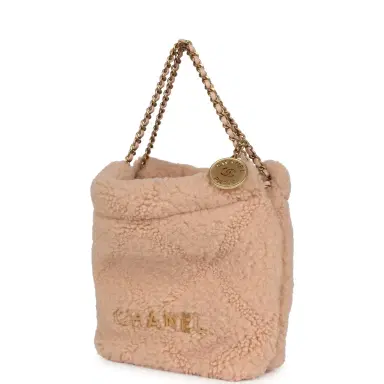 Chanel Chanel Mini 22 Bag Light Pink Shearling Gold Hardware | Thumbnail 5