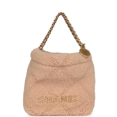 Chanel Chanel Mini 22 Bag Light Pink Shearling Gold Hardware | Thumbnail 1