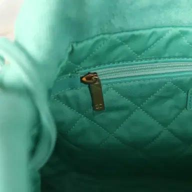Chanel Chanel Small 22 Bag Light Green Washed Denim Gold Hardware | Thumbnail 11