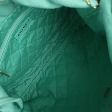 Chanel Chanel Small 22 Bag Light Green Washed Denim Gold Hardware | Thumbnail 9