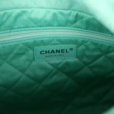 Chanel Chanel Small 22 Bag Light Green Washed Denim Gold Hardware | Thumbnail 10