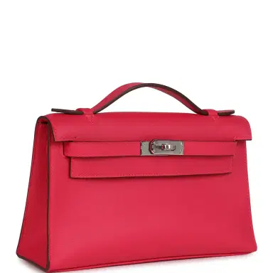 HERMÈS Hermes Kelly Pochette Rose Mexico Swift Palladium Hardware | Thumbnail 2