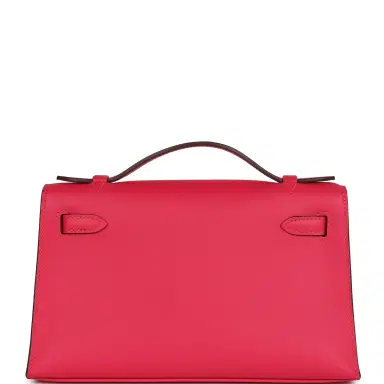 HERMÈS Hermes Kelly Pochette Rose Mexico Swift Palladium Hardware | Thumbnail 4