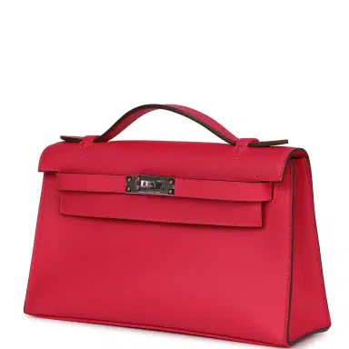 HERMÈS Hermes Kelly Pochette Rose Mexico Swift Palladium Hardware | Thumbnail 5