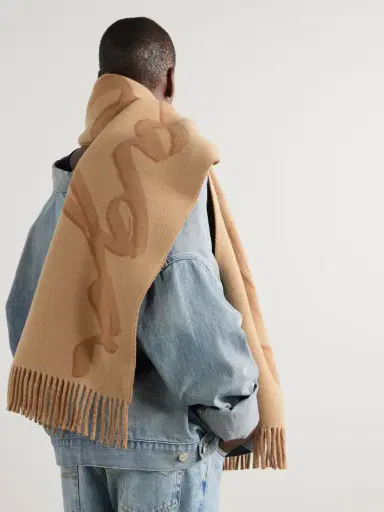 Balenciaga Fringed Printed Wool And Cashmere-blend Scarf | Thumbnail 2 Balenciaga Fringed Printed Wool And Cashmere-blend Scarf | Thumbnail 2