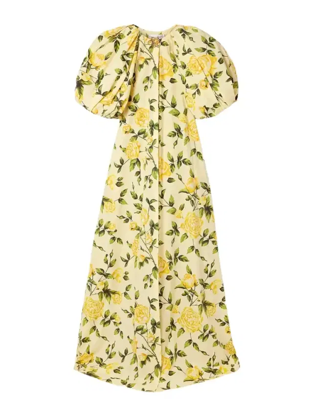 Embellished Gathered Floral-print Cotton-blend Poplin Gown