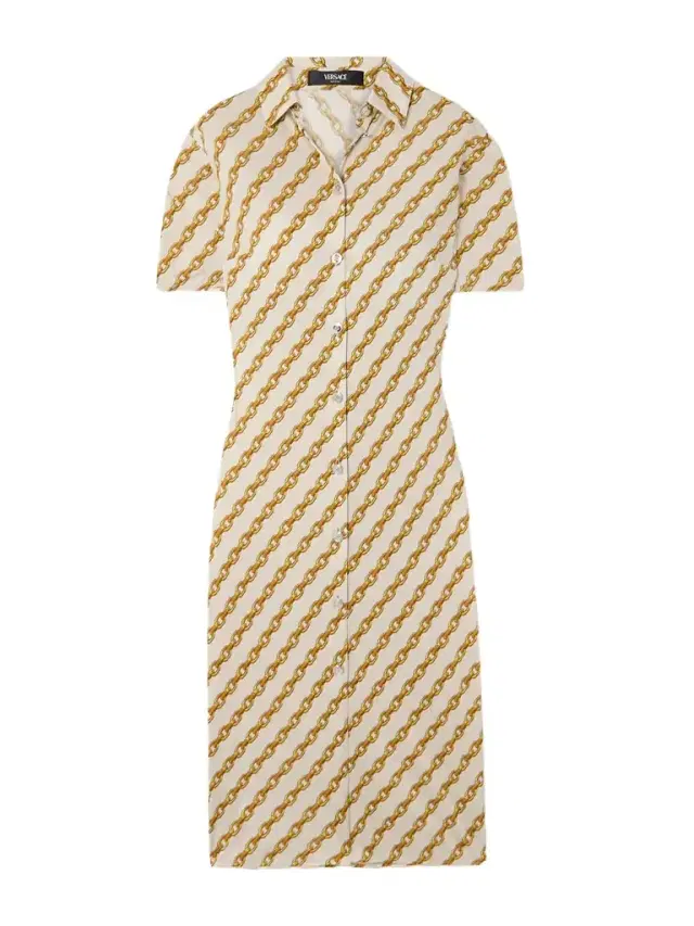 Printed Jersey Midi Shirt Dress
