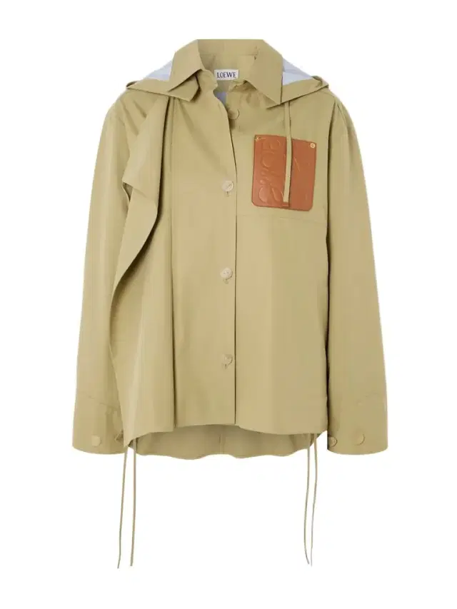 Anagram Hooded Cutout Leather And Poplin-trimmed Cotton-gabardine Jacket