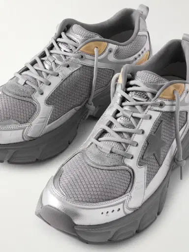 Golden Goose Lightstar Rubber-Trimmed Metallic Leather and Mesh Sneakers - Men | Thumbnail 5 Golden Goose Lightstar Rubber-Trimmed Metallic Leather and Mesh Sneakers - Men | Thumbnail 5