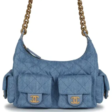 Chanel Chanel Large Cargo Hobo Bag Light Blue Washed Denim Brushed Gold Hardware | Thumbnail 1 Chanel Chanel Large Cargo Hobo Bag Light Blue Washed Denim Brushed Gold Hardware | Thumbnail 1