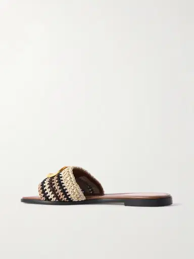 Valentino Garavani Vlogo Leather-trimmed Crocheted Slides | Thumbnail 3 Valentino Garavani Vlogo Leather-trimmed Crocheted Slides | Thumbnail 3