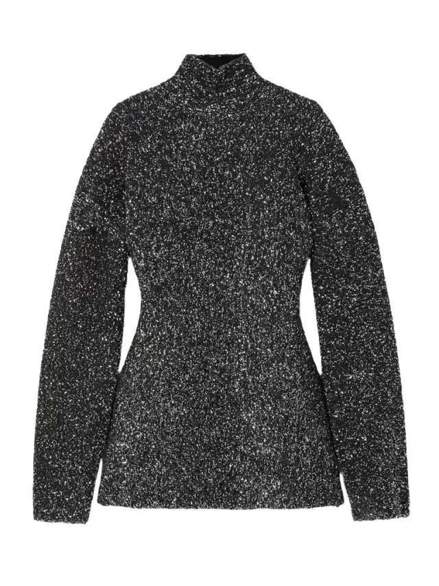 Sequined Knitted Turtleneck Sweater