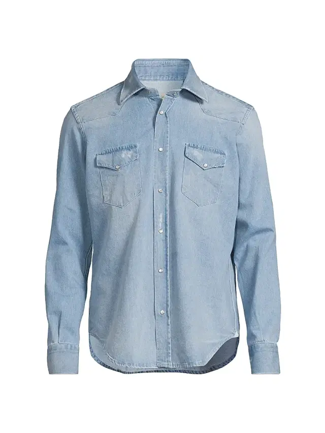 Men's Western Denim Shirt - Blue