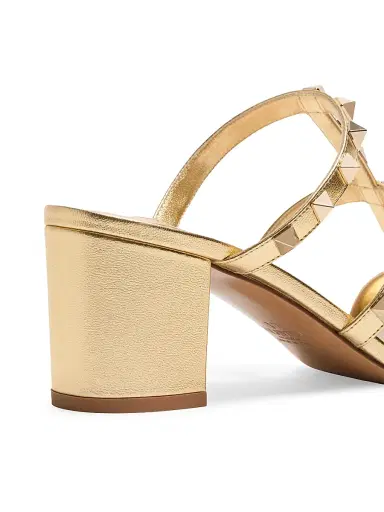 Valentino Garavani Women's Rockstud Slide 60MM Sandals in Laminated Nappa - Antique Brass - Size 11 | Thumbnail 6 Valentino Garavani Women's Rockstud Slide 60MM Sandals in Laminated Nappa - Antique Brass - Size 11 | Thumbnail 6