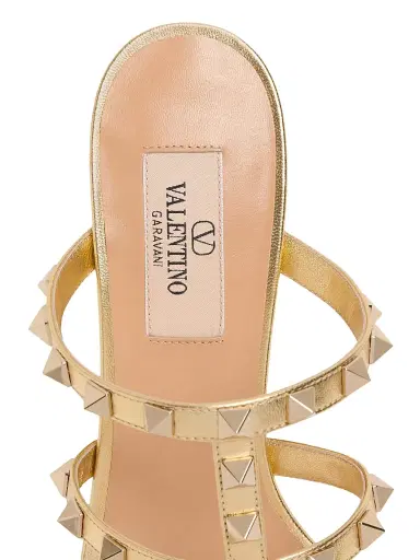 Valentino Garavani Women's Rockstud Slide 60MM Sandals in Laminated Nappa - Antique Brass - Size 11 | Thumbnail 7 Valentino Garavani Women's Rockstud Slide 60MM Sandals in Laminated Nappa - Antique Brass - Size 11 | Thumbnail 7