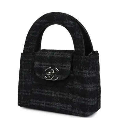 Chanel Chanel Nano Kelly Shopper Black and Grey Printed Denim Ruthenium Hardware | Thumbnail 5 Chanel Chanel Nano Kelly Shopper Black and Grey Printed Denim Ruthenium Hardware | Thumbnail 5