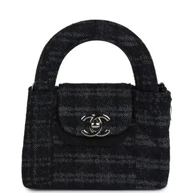 Chanel Chanel Nano Kelly Shopper Black and Grey Printed Denim Ruthenium Hardware | Thumbnail 1 Chanel Chanel Nano Kelly Shopper Black and Grey Printed Denim Ruthenium Hardware | Thumbnail 1