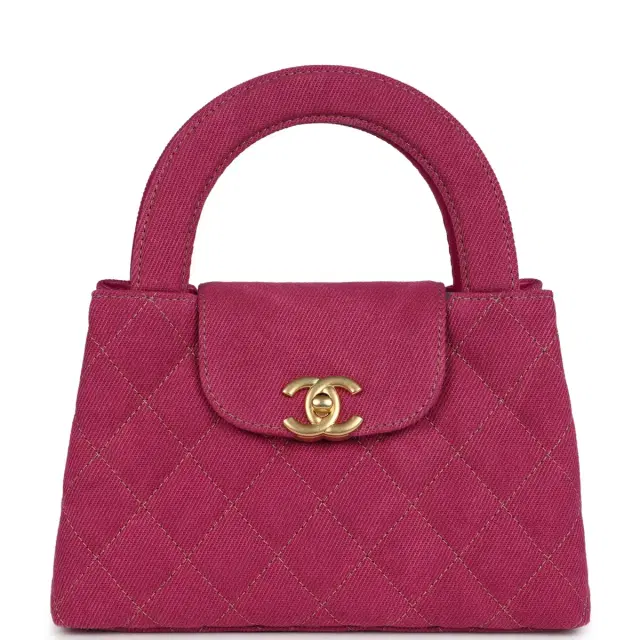 Chanel Chanel Small Kelly Shopper Pink Washed Denim Brushed Gold Hardware