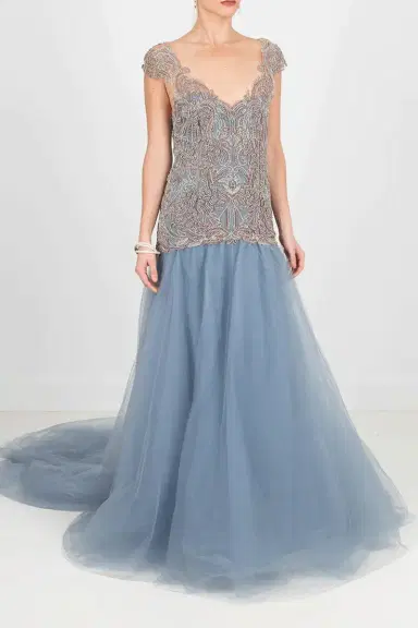 MARCHESA Drop Waist Embroidered Ball Gown | Thumbnail 2 MARCHESA Drop Waist Embroidered Ball Gown | Thumbnail 2