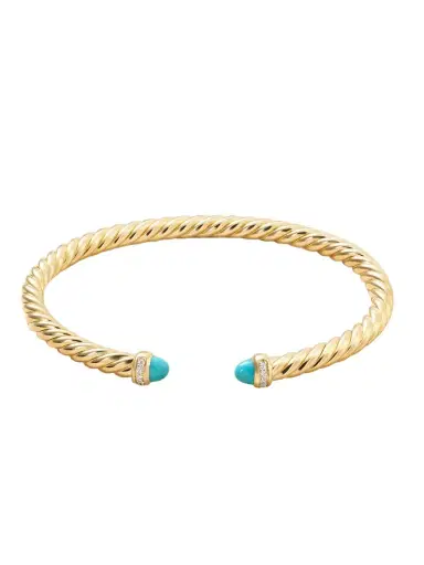 David Yurman Cablespira® Flex 18-karat Gold, Turquoise And Diamond Cuff | Thumbnail 1 David Yurman Cablespira® Flex 18-karat Gold, Turquoise And Diamond Cuff | Thumbnail 1