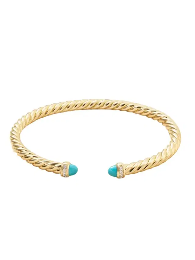 Cablespira® Flex 18-karat Gold, Turquoise And Diamond Cuff